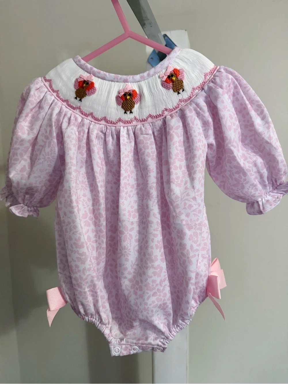 Newborn Southern Smocking Co Smocked Thanksgiving Bubble Romper